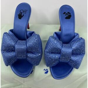 Off-White Virgil Abloh Strass Bow Mule Sandals Blue Fuchsia Size 7(EU 37) $1560